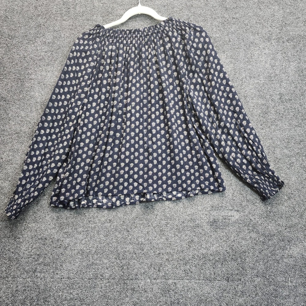 Faherty Womens Boho Peasant Floral Cottagecore Viscose Tie Neck Blouse Size XS - Picture 6 of 7